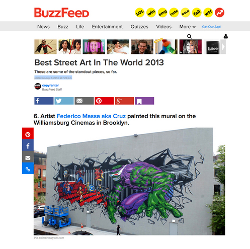  Buzz Feed- Best Street Art in the World 2013